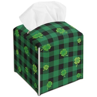 Imagem de Porta-guardanapos de Dia de São Patrício - 12,7 x 12,7 cm, capa de caixa de lenços de papel verde, decoração de mesa de dia de São Patrício para banheiro, bancada, mesa de escritório-A14