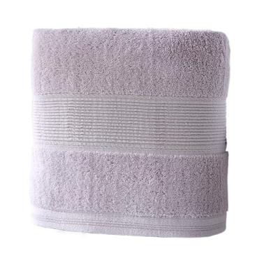 Imagem de Toalha de banho premium 100% algodão de fibra longa, toalha absorvente de secagem rápida espessa, design unissex suave para a pele para casais e hotéis (roxo claro)