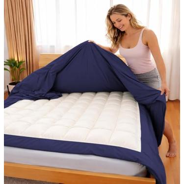 Imagem de Conjunto de capa de edredom com zíper de 3 lados, tamanho completo, azul marinho - conjunto de capa de edredom de microfibra macia com fecho de zíper de 3 lados, capa de edredom tamanho casal (203 x