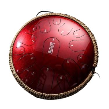 Imagem de Itanium Steel Tongue Drum Empty Percussion Pandeiro Musical Profissão 15 Notas 33 cm D Tons Handpan (Ágata Vermelho)