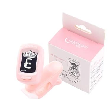 Imagem de AXLOFO® Afinador de guitarra com clipe para todos os instrumentos, ukulele, guitarra, baixo, bandolim, violino, banjo, visor LCD, rotação de 360 graus, rápido e preciso (rosa)