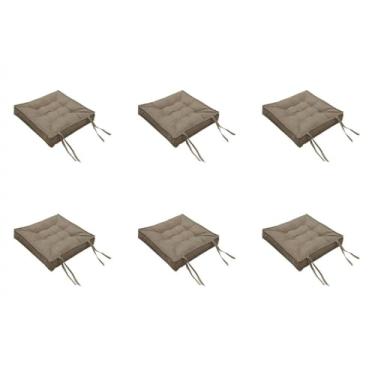 Imagem de Kit com 6 Almofadas Futon de Suede Liso 40x40cm - Assentos Confortáveis para Cadeiras, Bancos e Móveis, Duráveis e Decorativos (Bege)