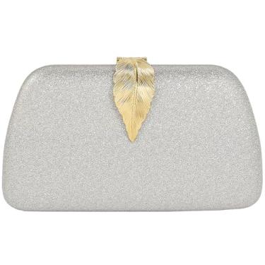 Imagem de TANMESSO Bolsa clutch com glitter para mulheres, bolsa noturna para festas formais, casamentos, bolsas de mão com alça de ombro, Prata