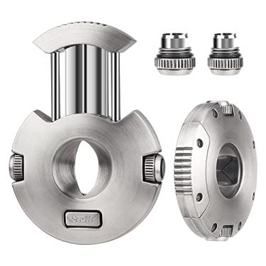 Imagem de Scotte Cortador de charutos de aço inoxidável guilhotina lâmina afiada corte V cortador de charutos cortador de charutos embutido furador de charuto (prata)