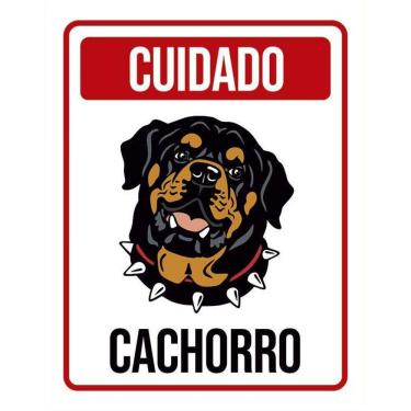Imagem de Kit 3 Placas Cuidado Cachorro Rottweiler 2