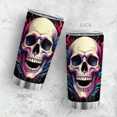 Imagem de Caneca de viagem Oasisdream Tumbler 600 ml com estampa de caveira