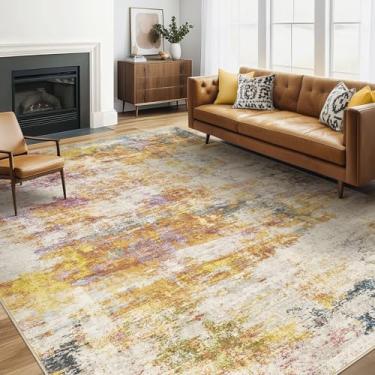 Imagem de Tapetes de área de 15 x 20 cm, sala de estar: laváveis, grandes, abstratos, modernos, macios, resistentes a manchas, tapetes antiderrapantes para quarto, berçário, sala de jogos, escritório, sala de