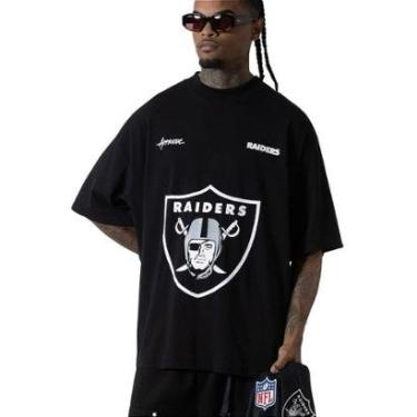 Imagem de Camiseta Huge Oversized Approve x NFL II Raiders Preta-Masculino