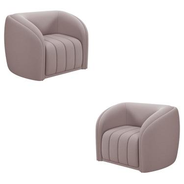 Imagem de Kit 2 Poltronas Decorativas Sala de Estar Adam Veludo Rosê G45 - Gran Belo