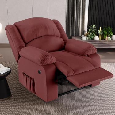 Imagem de Poltrona do Papai Reclinável Sala de Cinema Madrid Power Elétrica USB PU Vermelho  G23