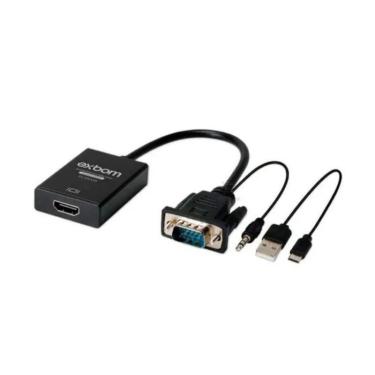 Imagem de Vga Macho Para Hdmi Fêmea Adaptador Conversor Com 3.5mm
