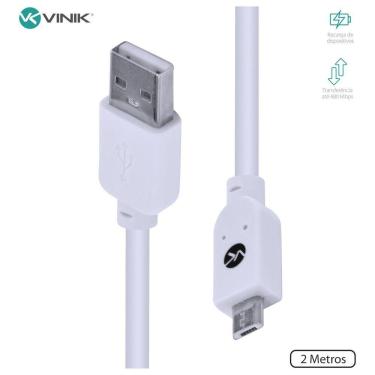 Imagem de Cabo Usb X Micro Usb B 2.0 5 Pinos 2 Metros Branco - Musb-2