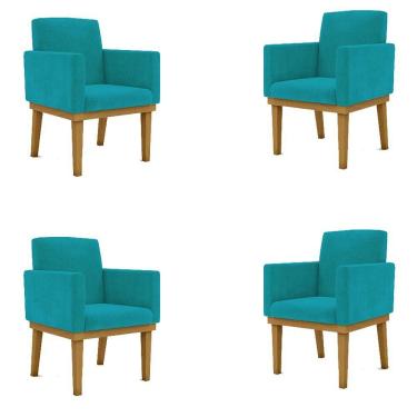 Imagem de Kit 04 Poltronas Decorativa Reforçada Oferta - Balaqui Decor Cor:azul Turquesa