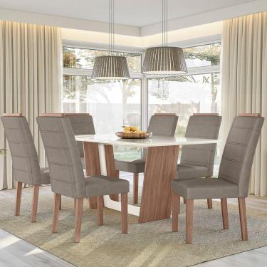 Imagem de Conjunto Sala De Jantar 1,56 Com 6 Cadeiras Amêndoa 01A