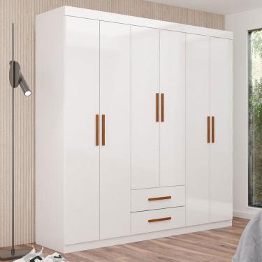 Imagem de Guarda-Roupa Solteiro Regalle 6 Portas 2 Gavetas Branco - Pnr Móveis