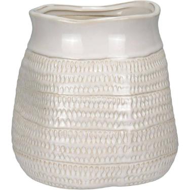 Imagem de VASO DECORATIVO ENFEITE CASA HOME&CO CERÂMICA 17x18x18cm MARFIM