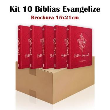Imagem de Kit 10  Bíblia Sagrada Brochura Bordô - Evangelização - Textos Colorid