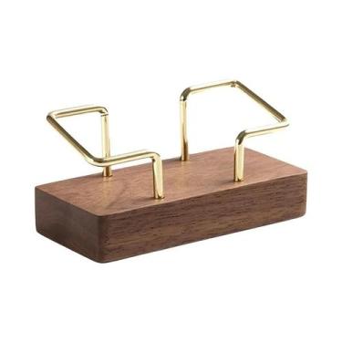 Imagem de Suporte Organizador De Cartões De Visita De Madeira Para Mesa De Escri