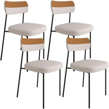 Imagem de Kit 4 Cadeira Decorativa Estofada Sala Jantar Melina F01 Linho Bege Si