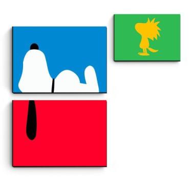Imagem de kit 3 quadros decorativos em mdf Snoopy Minimalista - Starnerd
