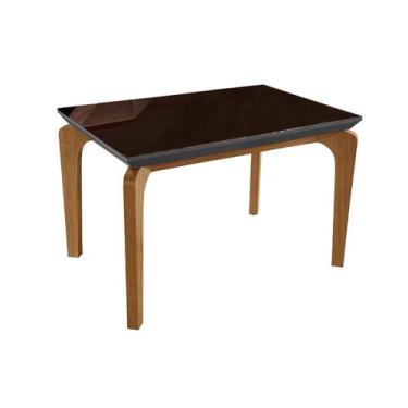 Imagem de Mesa para Cozinha Londrina + Tampo Madeirado Vidro Reto 120x80cm Grafi