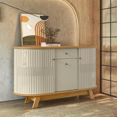 Imagem de Buffet Aparador Balcão Curvo Monza 1 Gaveta 2 Portas com Vidro 136cm C