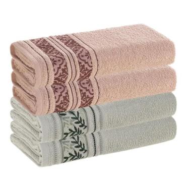 Imagem de Toalha de Banho Karsten Percal de Algodão 70cm x 1,35m 4 Peças, Rosê/M