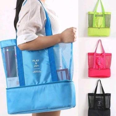 Imagem de Bolsa Praia Rede Com Compartimento Térmica Ombro Play Joy, Preto
