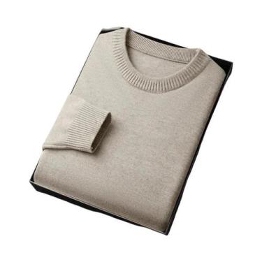 Imagem de Suéter Masculino Vintage De Gola Redonda, Manga Longa, Leve, Em Cor Só