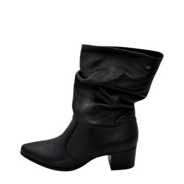 Imagem de Bota Feminina Pegada Cano Medio REF: 280901 COURO, 38, Preto