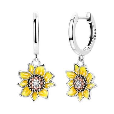 Imagem de Brincos De Prata Esterlina 925 Com Estrelas Rosa E Conchas Florais Par