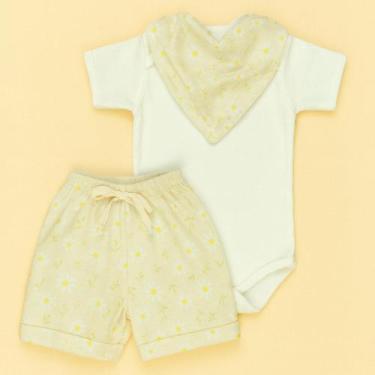 Imagem de Look Completo Bebê Body, Shorts e Bandana de Estampas Divertidas Cor:F