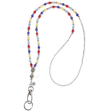 Imagem de Cordão feminino com miçangas em cores autistas, feito nos EUA 86 cm para porta-cartões de identificação, presente para professor, enfermeira, cruzeiro, chaves, telefone