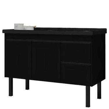 Imagem de Gabinete Preto Para Cozinha Color Em Madeira Mdf De 1,14 Metros Para P