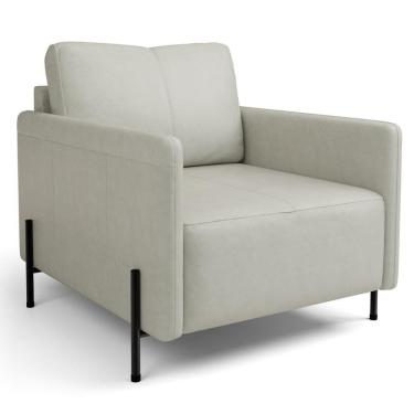 Imagem de Poltrona Decorativa Para Sala Living Pés Industrial Domani L06 Veludo Gelo - Lyam Decor