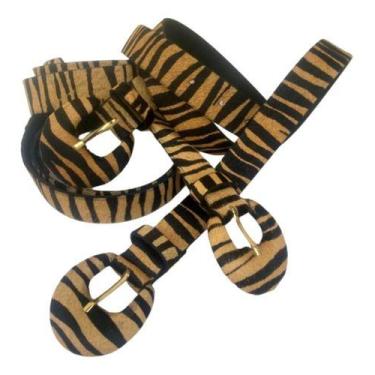 Imagem de Cinto Feminino Zebra Moda Couro Legitimo Aveludado Blogueira - Moda Bo