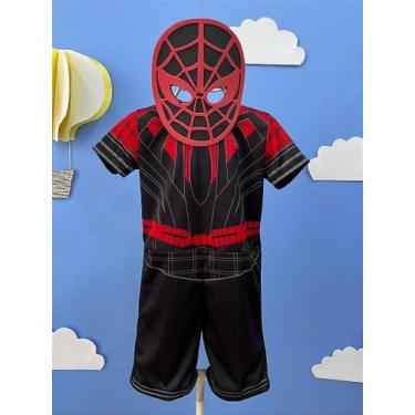 Imagem de Fantasia Infantil Temática Homem Aranha com Máscara - Fabuloso Ateliê,