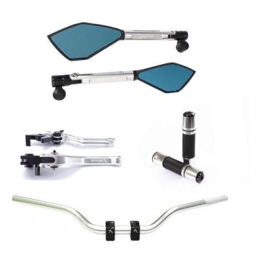 Imagem de Kit Guidão Naked Manopla Retrovisor Manete Cb250f Cb300 - Aolixin, Pra