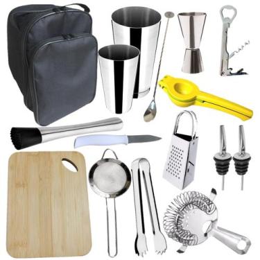 Imagem de Kit Barman Bolsa Colher Bailarina Coqueteleira Prof 16pç W2+ - NLS