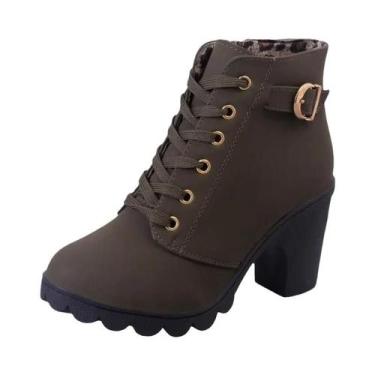 Imagem de Botas De Salto Alto Femininas Da Moda Primavera/Inverno Com Cadarço, C
