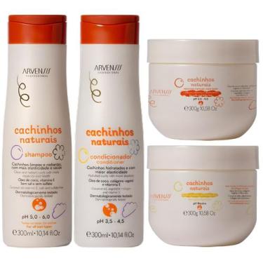 Imagem de Kit Arvensis Cachinhos Naturais Linha Infantil 4 Produtos Completo Cre