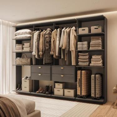 Imagem de Closet Modulado 4 Gavetas Alasca Preto Touch Carraro