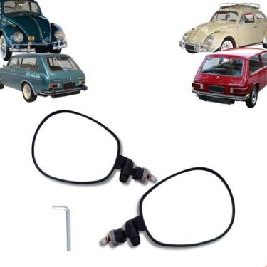 Imagem de Par Retrovisor Convexo Preto Fusca Brasilia Modelo Raquete - Rosso  VR