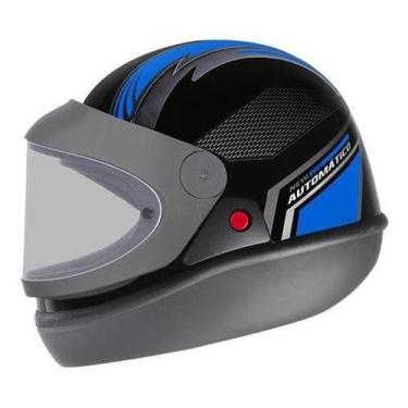Imagem de Capacete Para Moto Automático EBF Barato Fechado Motoboy, Preto e azul
