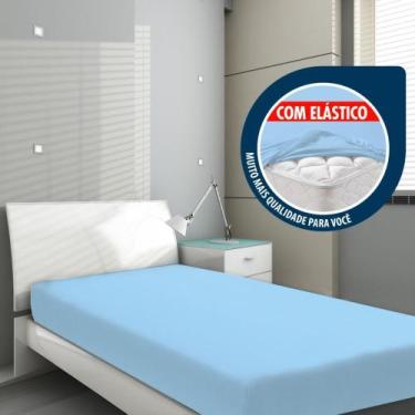 Imagem de Protetor Capa De Colchão Solteiro com Elástico Azul - Vida Pratika