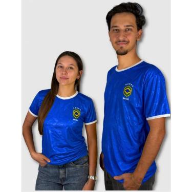 Imagem de Camiseta Brasil Dry texturizado 3D com emblema seleção brasileira futebol copa hexa-Uni...