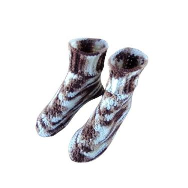 Imagem de Pantufa de Lã Adulto Marrom Mescla 37 - Líla das Galáxias