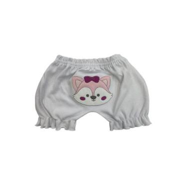 Imagem de Short Tapa Fralda Bebê em Suedine Bordado Bichinhos com Punho Feminino