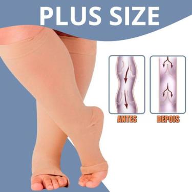 Imagem de Par Meia De Compressão Plus Size Com Ponteira Aberta 34 Unissex Para O