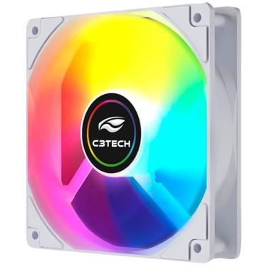 Imagem de Cooler Fan C3Tech F9-L260WH,120mm, Conector ARGB 6 pinos, 1200 RPM, 9 Lâminas, Silencioso - Branco
